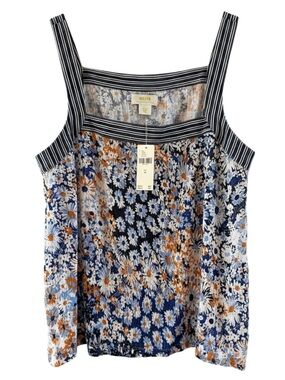 Maeve Anthropologie Floral Tank Top - Daisy Garden Print - Square Neck Blouse